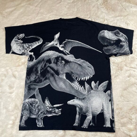 Vintage All Over Print Jurassic Park T-Shirt “The Lost World” T Rex Mens XL - Picture 4 of 9